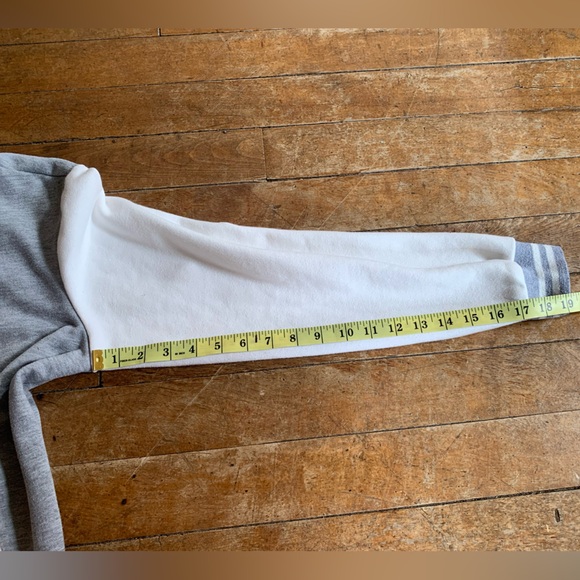 Men’s Coof Andy grey and white Varsity Bomber Jacket, size small - Picture 8 of 10